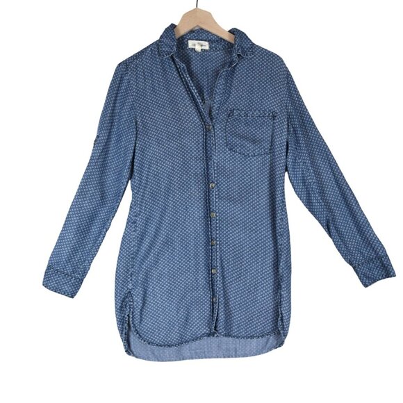 Cloth & Stone Chambray Popover Shirt XS Boho Tencel Tunic (Missing 1 button) - Picture 1 of 8